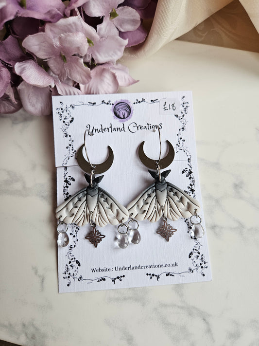 Closed Wing Luna Moth Earrings in "Dark to Light"