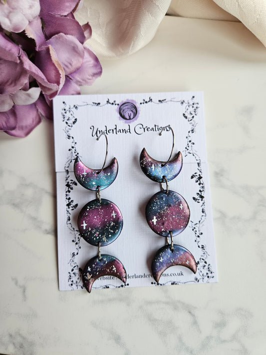Metallic Triple Moon Earrings
