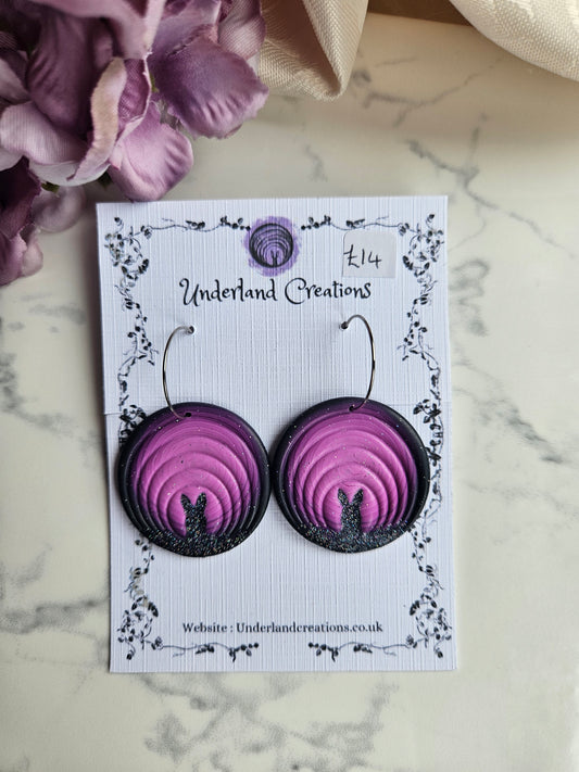 Down The Rabbit Hole Earrings in "Pink and Black"