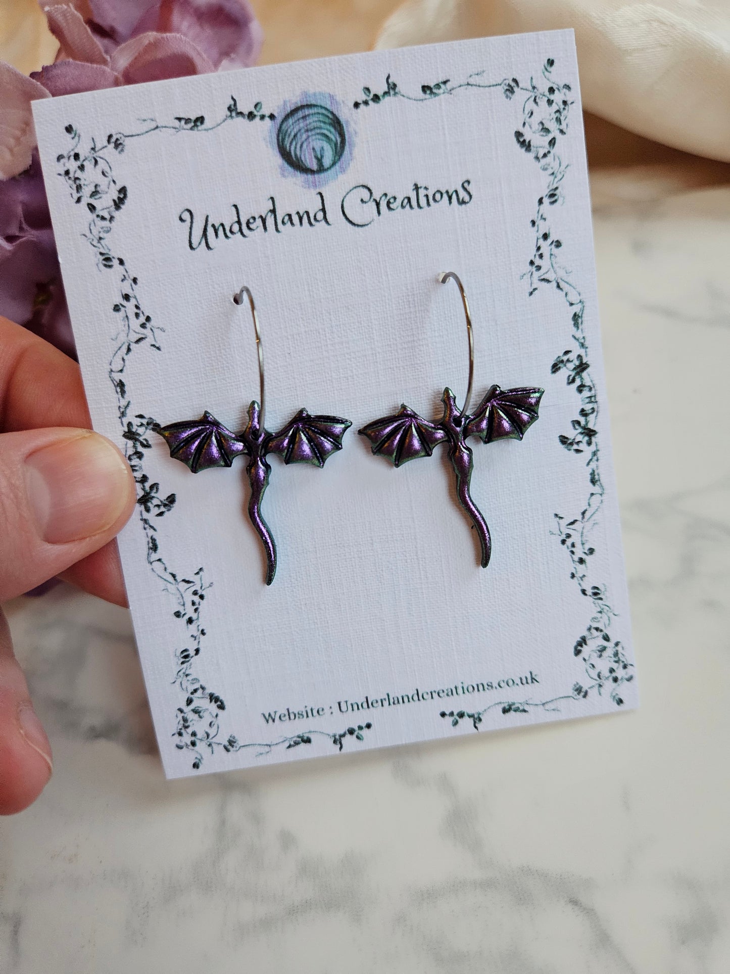 Mini Dragons in Metallic Purple/Antique Gold