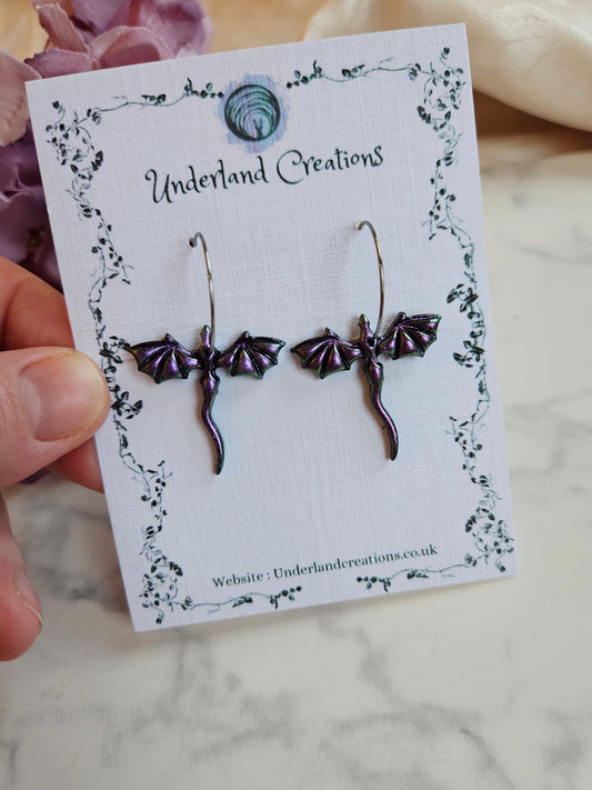 Mini Dragons in Metallic Purple/Antique Gold