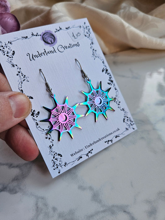 Rainbow Sun and Moon Earrings
