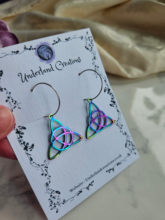 Rainbow Triquetra Earrings
