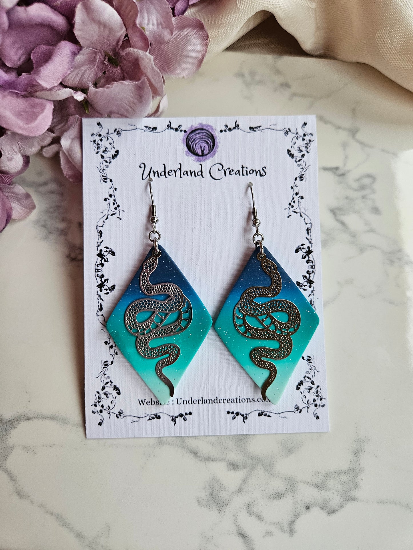 Snake Diamond Earrings in "Ice"