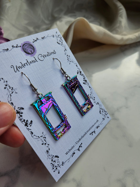 Rainbow Steel Guillotine Earrings