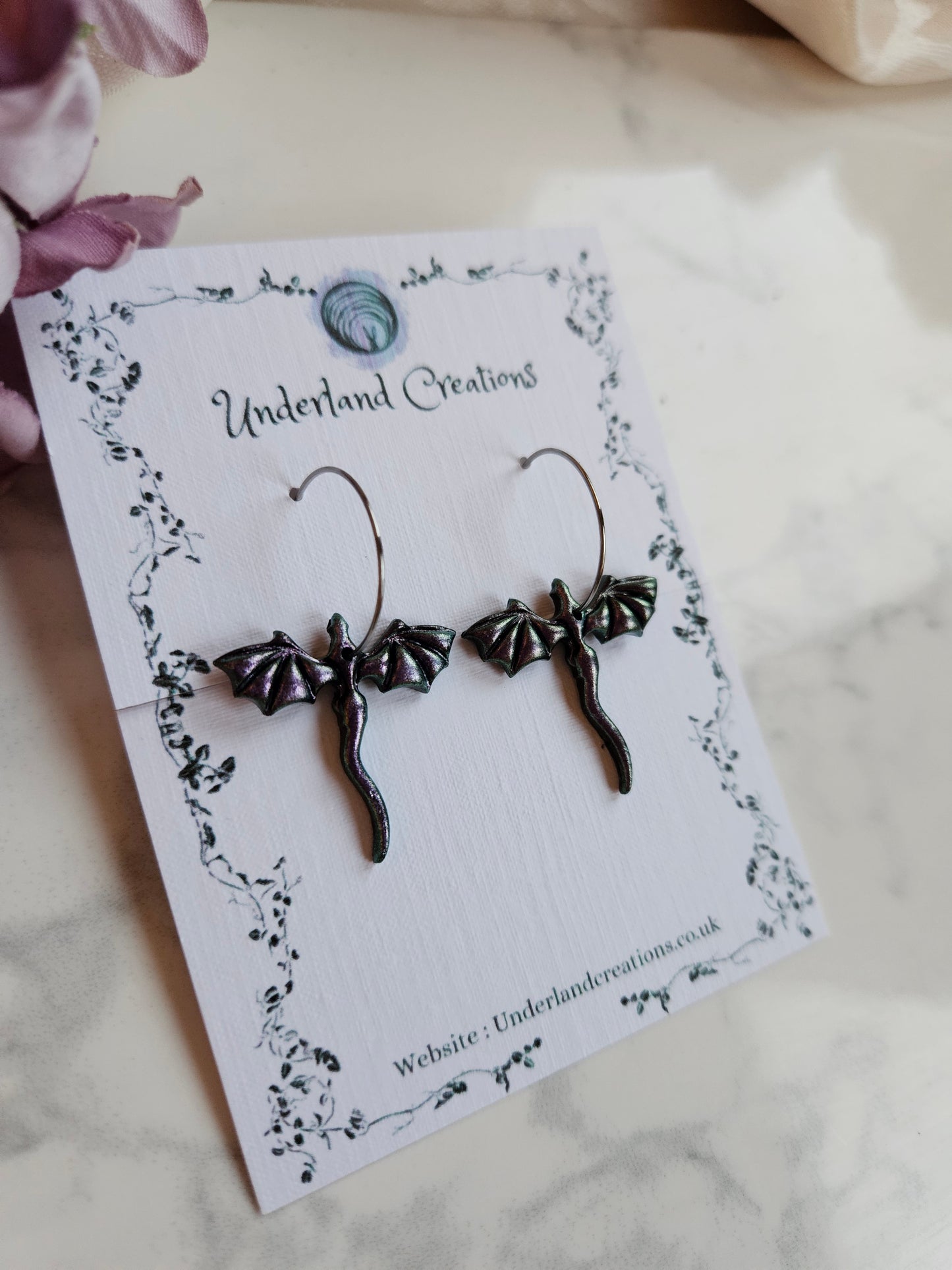 Mini Dragons in Metallic Purple/Antique Gold