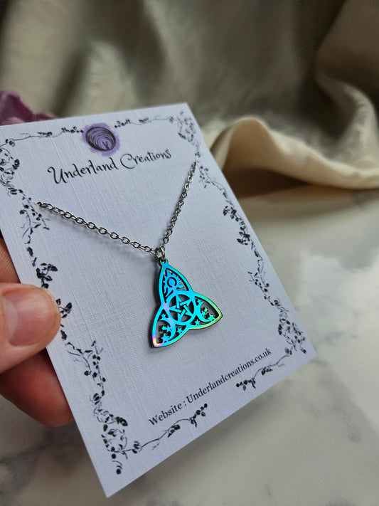 Rainbow Mystical Triquetra Necklace