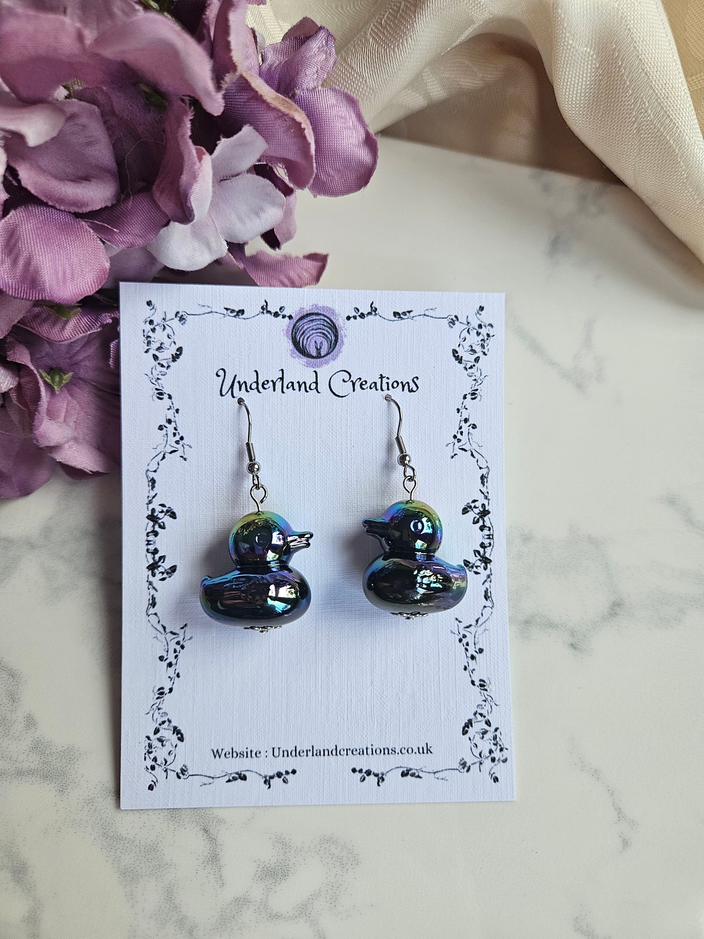 UV Plated Acrylic Duck Earrings