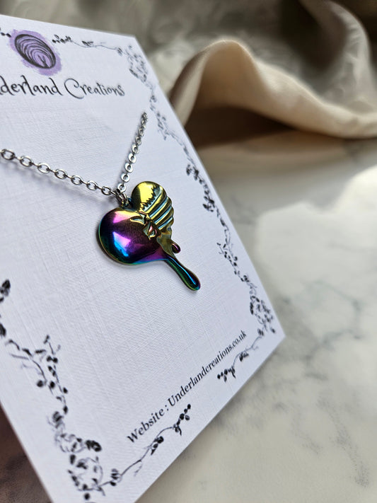 Rainbow Skeleton Heart Necklace