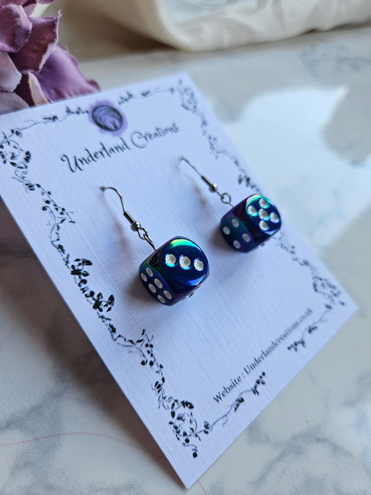 UV Plated Acrylic Dice Earrings