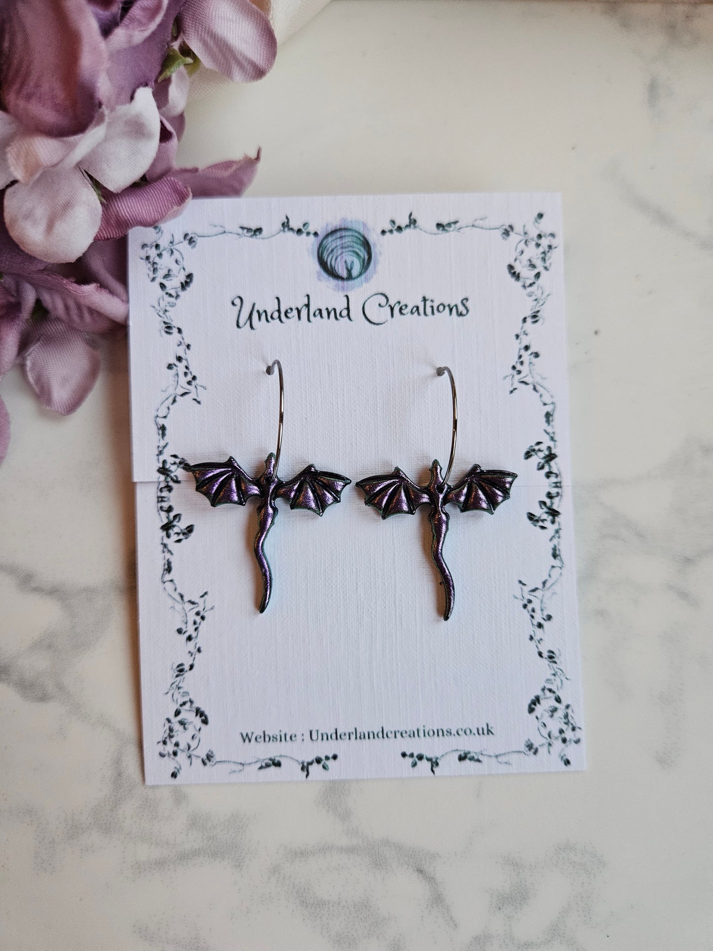 Mini Dragons in Metallic Purple/Antique Gold
