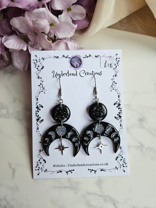 Moon Phase Drop Earrings