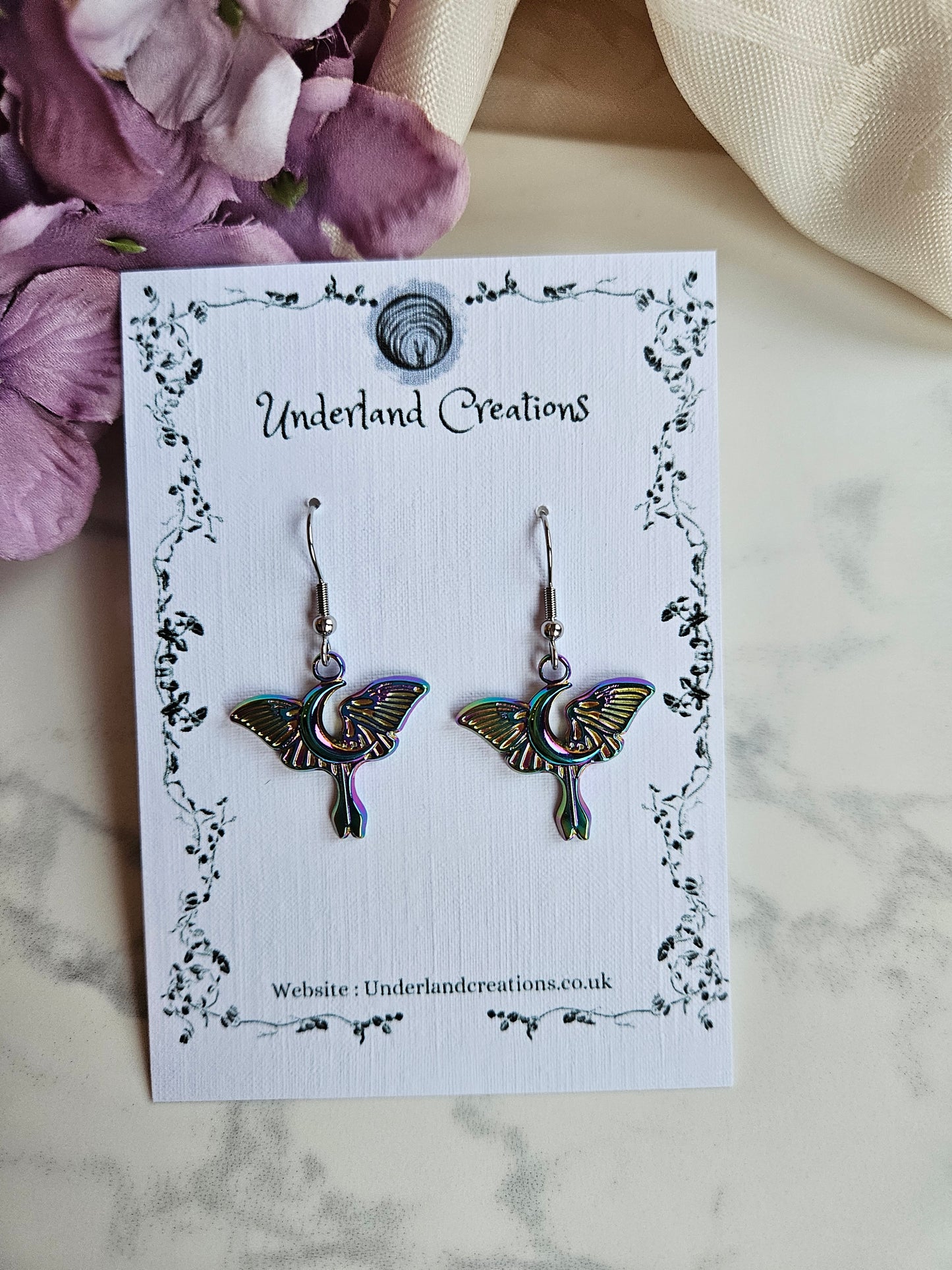 Rainbow Luna Moth Earrings