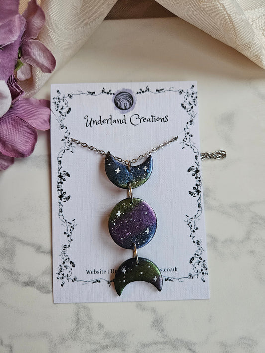 Metallic Triple Moon Necklace