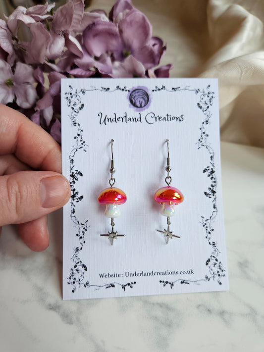 Iridescent Acrylic Mushroom Earrings