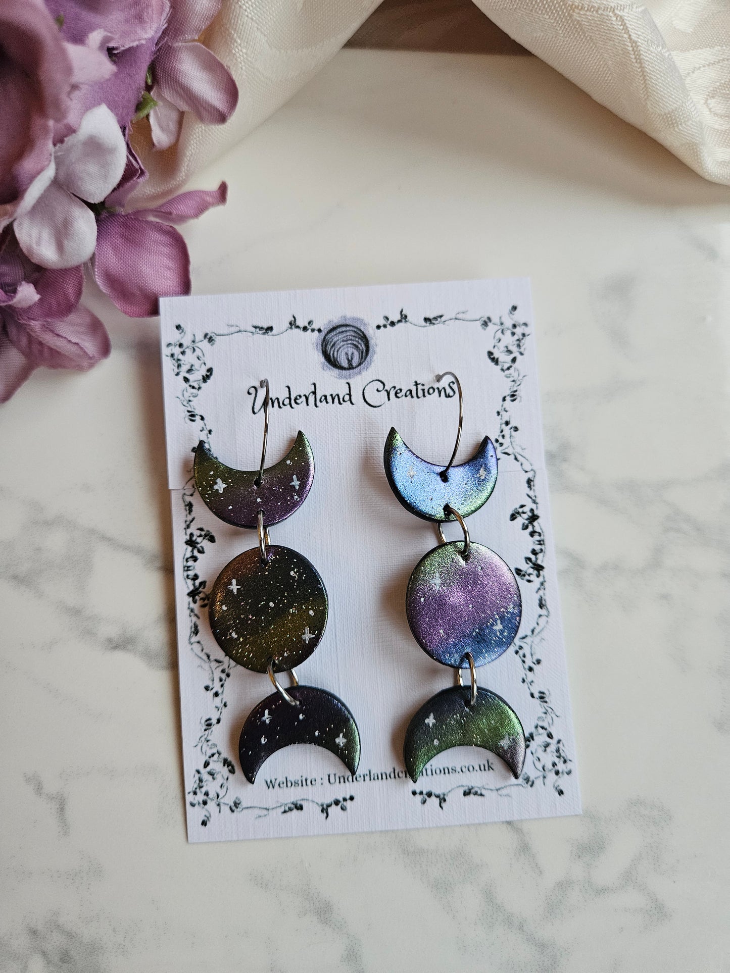 Metallic Triple Moon Earrings