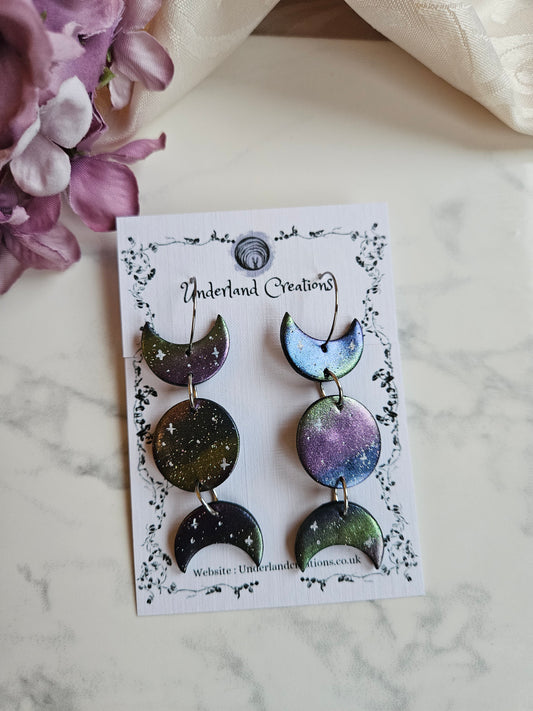 Metallic Triple Moon Earrings